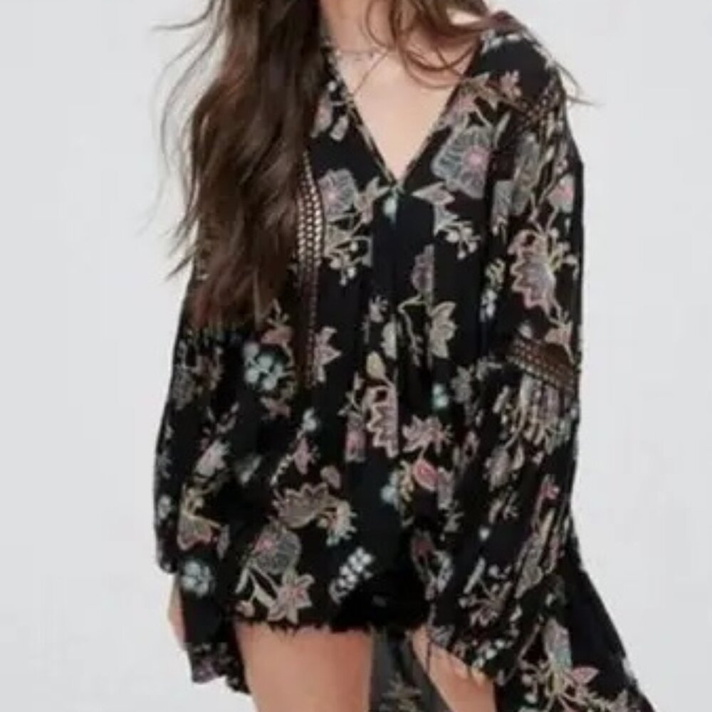 Free People Just The Two Of Us SwingTunic Boho Floral Size M - Picture 4 of 12